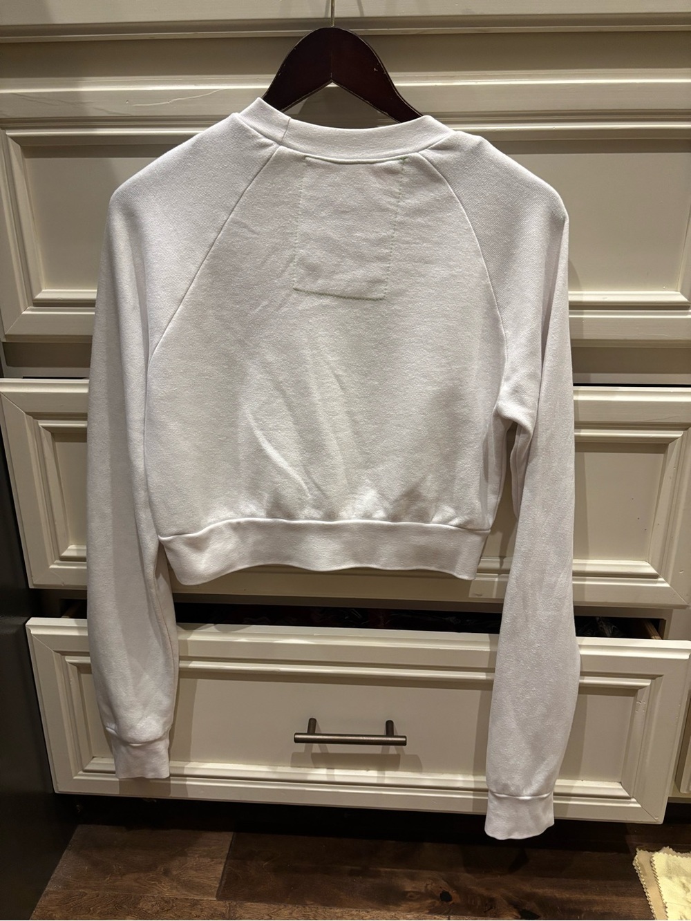 Aviator Nation White Cropped Crewneck with Red Heart Patch - Picture 6 of 7